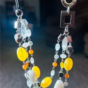 Lia Sophia Yellow and Silver Beaded Necklace